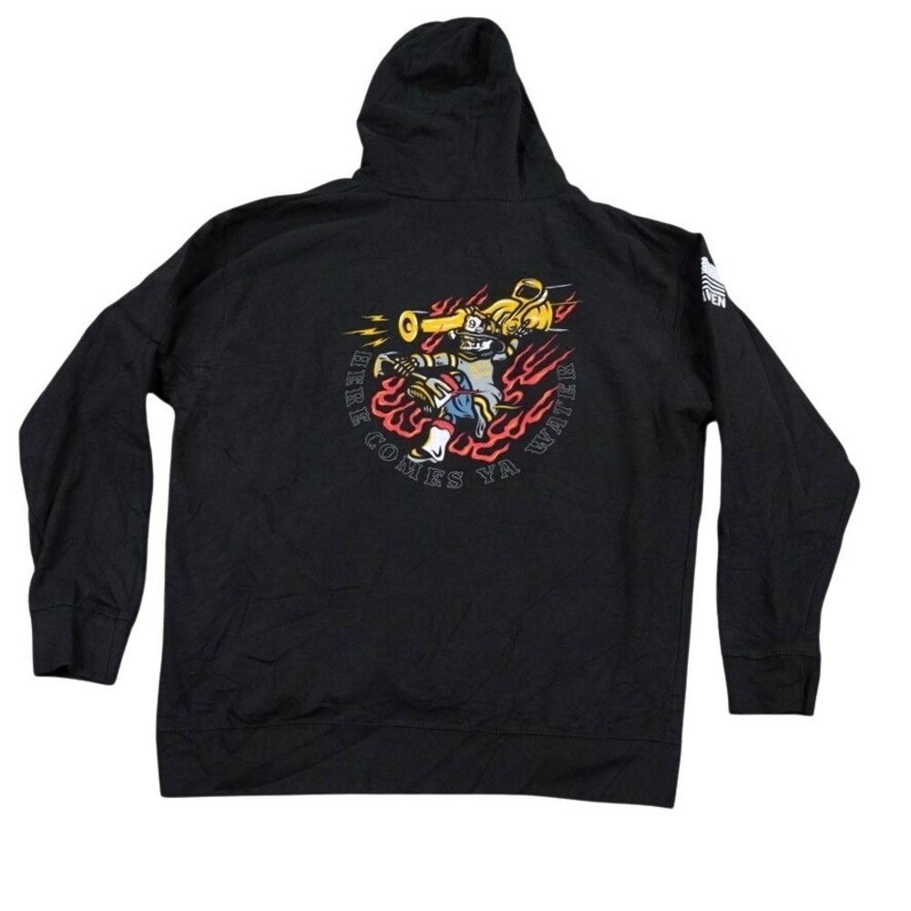 Rag Top New Haven CT Hoodie Men XL Black Here Comes Ya Water Graphic Pullover